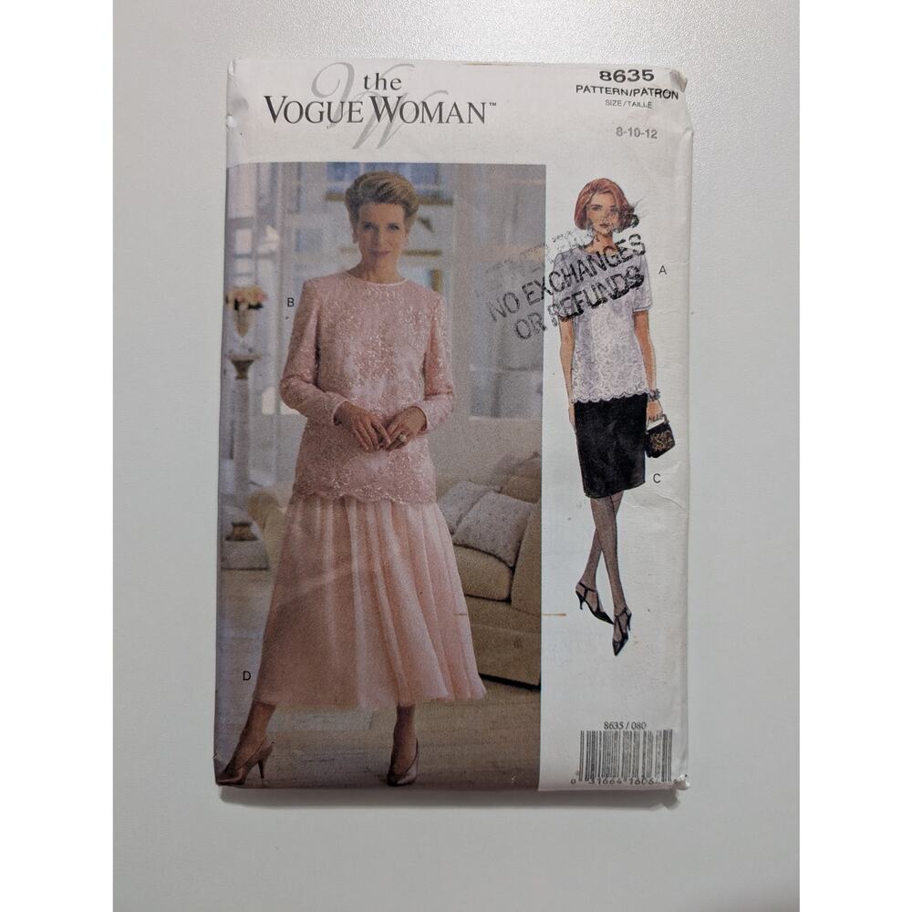 8635 Vogue Evening Dress Separates Pattern Size 8 10 12